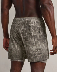 6" Rush Short Lined -- Fatigue Green Washed Print