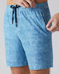 7" Pursuit Short - Unlined -- Aquamarine Texture Print