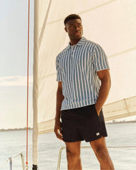 Seaside Terry Polo -- Ash Blue Vintage Stripe