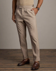 Amalfi Linen Trouser - Slim Fit -- Teak Brown