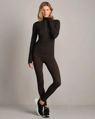 Après Houndstooth Seamless 1/4 Zip -- Chestnut Brown Houndstooth