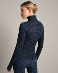 Après Houndstooth Seamless 1/4 Zip -- Navy Blue Houndstooth