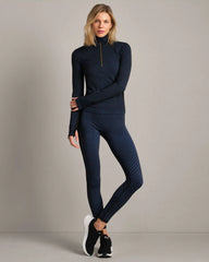 Après Houndstooth Seamless 1/4 Zip -- Navy Blue Houndstooth