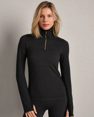 Après Houndstooth Seamless 1/4 Zip -- Pure Black Houndstooth