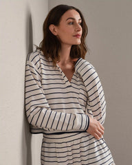 Beach Terry Hoodie -- Navy Blue Stripe