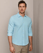 Brezza Linen-Blend Shirt -- Aquamarine