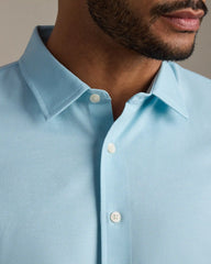 Brezza Linen-Blend Short Sleeve Shirt -- Aquamarine