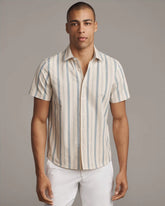 Brezza Linen-Blend Short Sleeve Shirt -- Linen Vintage Stripe