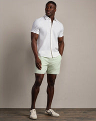 Brezza Linen-Blend Short Sleeve Shirt -- White Onyx