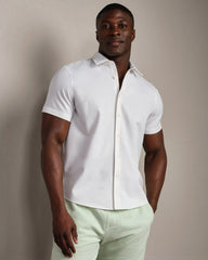 Brezza Linen-Blend Short Sleeve Shirt -- White Onyx