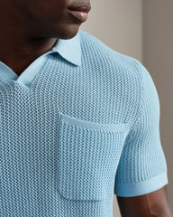Coastal Johnny Collar Polo -- Aquamarine