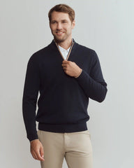 Commuter® 1/4 Zip Sweater -- True Navy/Savannah Tan