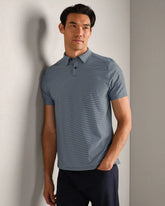 Commuter® Polo -- Navy/Light Blue Stripe