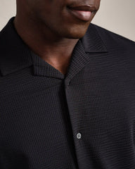 Commuter Seersucker Camp Collar Shirt -- Black