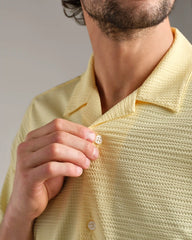 Commuter Seersucker Camp Collar Shirt -- Yellow Dawn