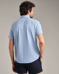 Commuter Seersucker Short Sleeve Button Down Shirt -- Light Blue