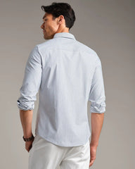 Commuter Shirt - Slim Fit -- Gray Linen Wide Stripe