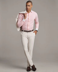 Commuter Shirt Semi Spread Collar -- Pink Stripe