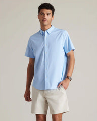 Commuter Short Sleeve Shirt -- Blue Mini Windowpane