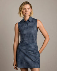 Course to Court Sleeveless Polo -- Navy Blue Links