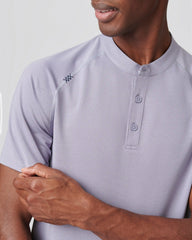 Delta Pique Band Collar Henley -- Silver Bullet