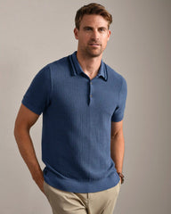 Fine Knit Sweater Polo -- Vintage Indigo