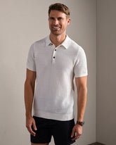 Fine Knit Sweater Polo -- White Onyx