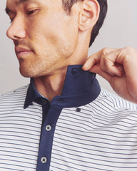 Golf Sport Polo -- Bright White/True Navy Stripe
