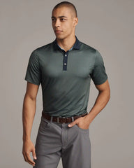 Golf Sport Polo Spread Collar -- Green Olive Circle Geo