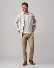 Hardy Flannel Shirt -- Stone/Coffee Windowpane