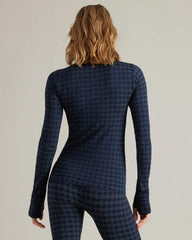 Houndstooth Seamless 1/4 Zip -- Navy Blue