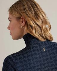 Houndstooth Seamless 1/4 Zip -- Navy Blue