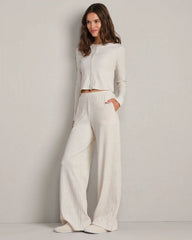 LivLuxe Rib Cardigan -- Oatmeal Heather