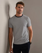 Origin Tee - Slim Fit -- White Onyx/True Navy Stripe