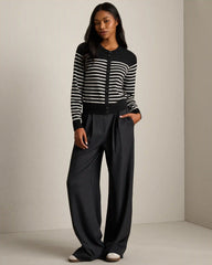 Palma Cardigan -- Pure Black Stripe
