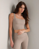 Revive™ Rib Longline Bra -- Beige Stone