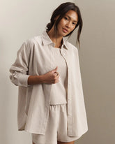 Saltair Button Up -- Taupe Stripe