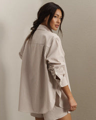 Saltair Button Up -- Taupe Stripe