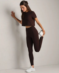 Serene Cropped Short Sleeve -- Dark Espresso