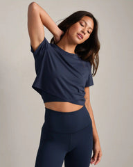 Serene Cropped Short Sleeve -- Navy Blue