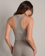 Serene Fitted Rib Tank -- Beige Stone