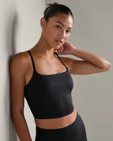 Shimmer Longline Bra -- Pure Black