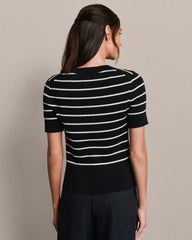 Short Sleeve Sweater -- Pure Black Stripe