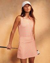 Course to Court Sleeveless Polo -- Coral Gingham