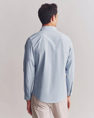 State of Mind Shirt - Slim Fit -- Light Blue/Navy Mini Grid