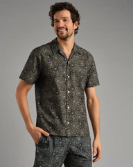 State of Mind Camp Collar Shirt -- True Navy/Green Sage Floral