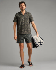 State of Mind Camp Collar Shirt -- True Navy/Green Sage Floral