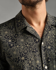 State of Mind Camp Collar Shirt -- True Navy/Green Sage Floral
