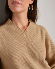 Westside V-Neck Sweater -- Camel Tan