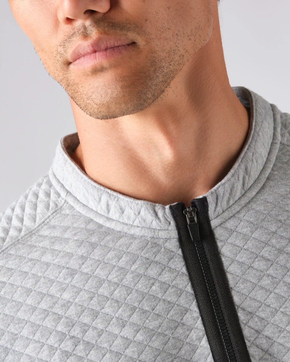 Gramercy Zip Crew Neck -- Heather Gray